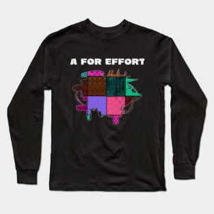 A For Effort Funny Quote Patchwork With Stitches All Around Long Sleeve T-Shirt